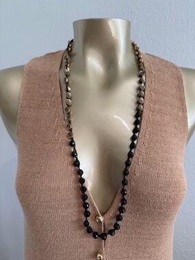 Lucky Brand Faceted Semi Precious 30" Knotted Bead String Necklace